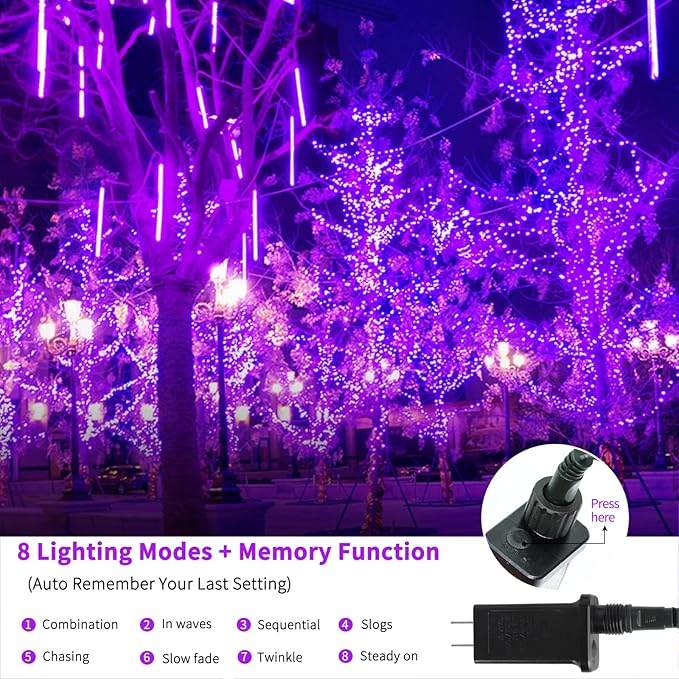 105FT 300LEDs Christmas Lights Outdoor Indoor 8 Modes for Christmas Tree Party Decoration, 100% UL Listed (Purple, 105 FT)