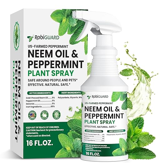 Neem Oil Spray for Plants & Peppermint Spray, 16oz | All-Natural Cold-Pressed Neem Oil for Indoor and Outdoor | Easy to Use