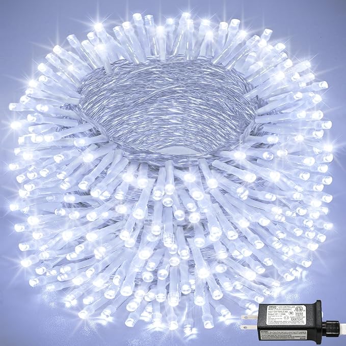 165FT 500 LED Christmas Lights, Plug in Christmas String Lights with Waterproof, 8 Modes Twinkle Fairy Lights for Xmas Garden Tree Holiday Decorations, White