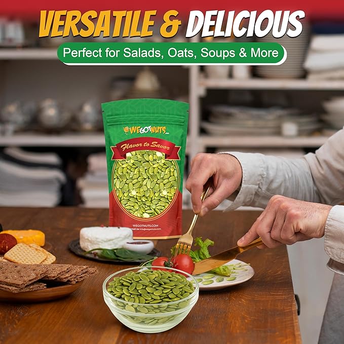 We Got Nuts Pumpkin Seeds Healthy Snacks 4 Lbs (64oz) Bag | Raw Pepitas No Preservatives Added, Non-GMO, 100% Natural With No Shell | For Baking, Salad Toppings, Cereal, Roasting | Low Calorie Nuts,