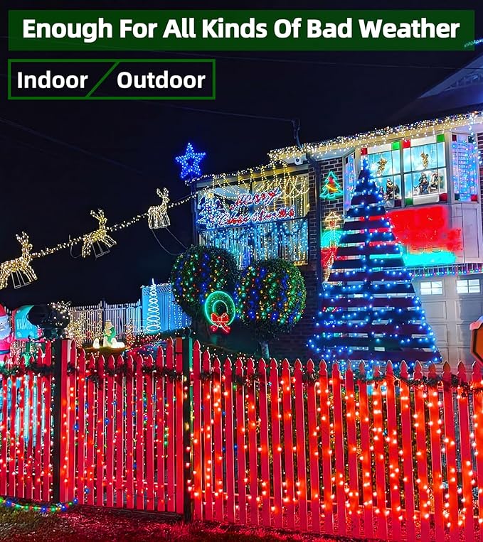 750 LED Outdoor Christmas Lights Decorations, 246ft Green Wire LED Christmas String Lights with Timer Memory, Twinkle Lighs for Indoor Outdoor Xmas Party Christmastree Wedding Garden Patio Red