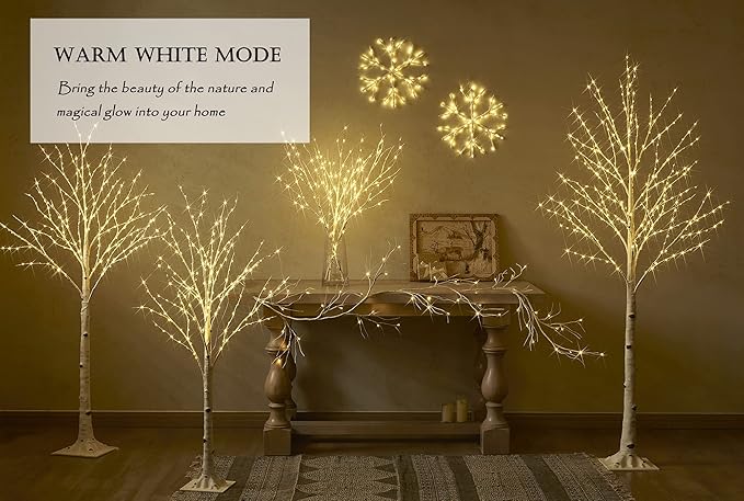 Birchlitland LED Birch Tree 4FT 200L Multiple Colors Fairy Lights, Lighted Trees for Indoor Outdoor Home Thanksgiving Christmas Holiday Decoration