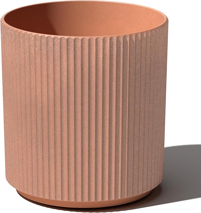 Veradek Demi Series Round Planter for Porch, Patio, Backyard | Durable Plastic-Stone Composite Material | Modern Décor for Tall Plants, Flowers