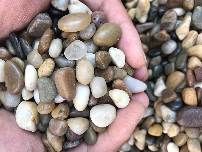 Voulosimi River Rock Stones, Natural Decorative Polished Mixed Pebbles Gravel,Outdoor Decorative Stones for Plant Aquariums, Landscaping, Vase Fillers (2.5 LB, Mixed Colors)