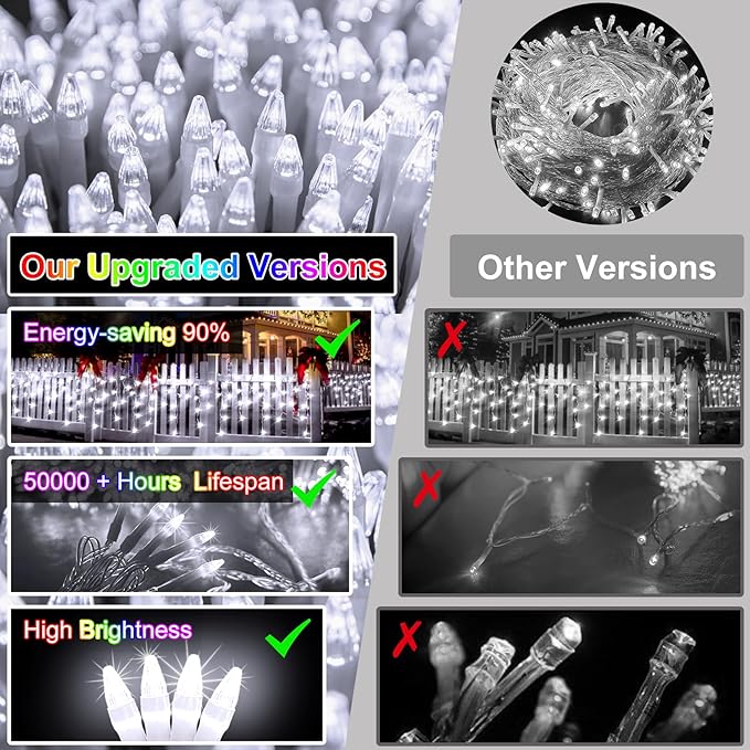 82FT LED Christmas Lights Outdoor with 176 Drops, Christmas Decorations Hanging Lights 616 LED 8 Modes, Outsite Fairy String Lights for Wedding Party Holiday Winter Wonderland Decorations Cool White