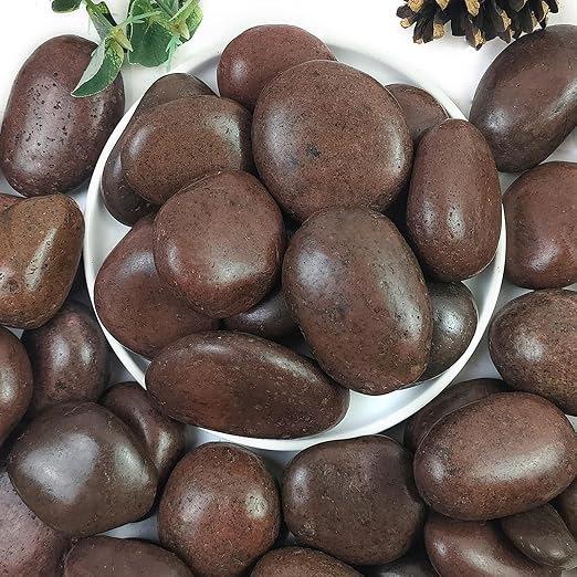 Rocks for Plant 5lbs, Red River Rocks 2-3 Inch Natural Pebbles for Indoor Plants, High Polished Decorative Stones Vase Filler Fish Tank Aquariums Landscaping Garden