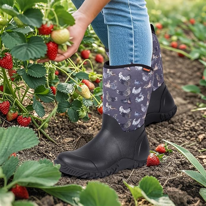 Showave Women’s Garden Boots Rubber Rain Boots For Women Waterproof Mud Boot Gardening Yard Boot For Farming Working Outdoor