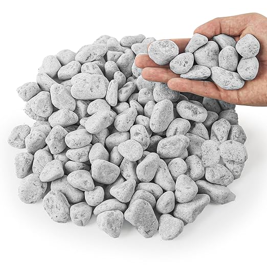 6LB Natural Grey Gravel, 0.8"-1.8" Large River Rocks,Pebbles for Indoor Outdoor Plants Pots Aquarium Fish Tank Pathways Backyard