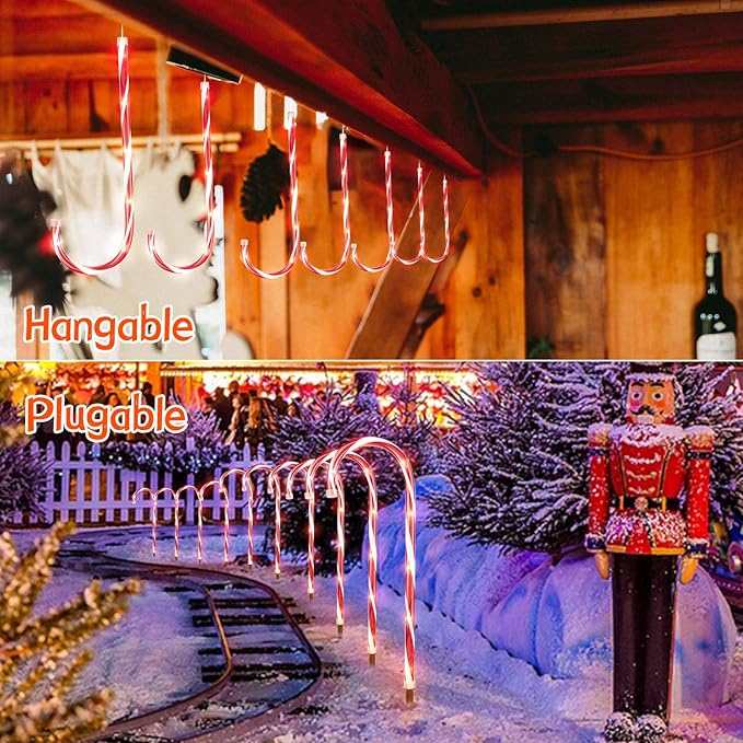 Brightown 35" Candy Cane Lights Outdoor Pathway, 10 Packs Jumbo Candy Cane Pathway Lights, 8 Modes LED Outdoor Candy Cane Decorations Christmas Pathway Lights Yard Lawn Driveway Walkway Sidewalk