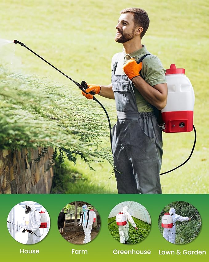 Battery Powered Backpack Sprayer 3.2 Gallon, CENCANON 100 PSI Electric Graden Sprayer Works with 12V Battery, Weed Yard Sprayer with Telescopic Wand, 6 Nozzles, 4 Ah Battery & Charger Included