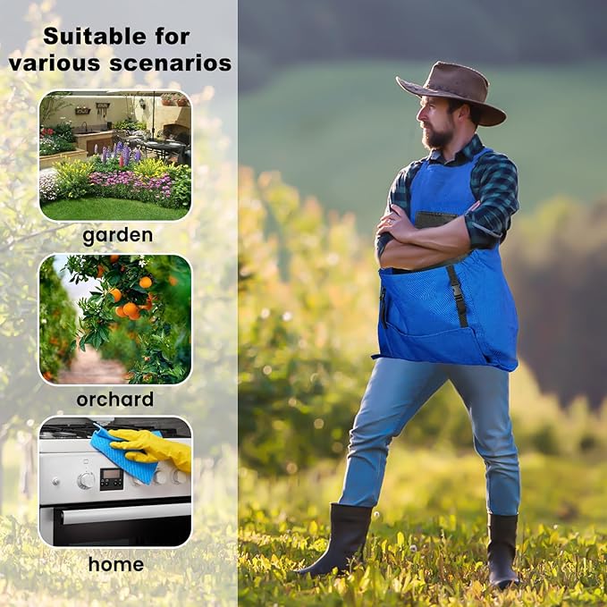 Gardening Apron, Garden Apron with Quick Release Pockets,Water Resistant Oxford with Adjustment Cross Strap,Farm Work