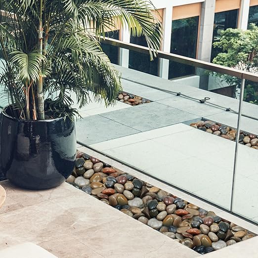 10Ib Mixed Rain Forest River Rocks for Landscaping-Polished Pebbles for Plants-Garden Decorative Stones-1-2 Large Plant Rocks,Ideal for Aquarium, Home Decor