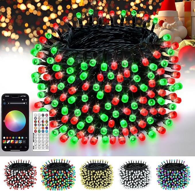 Smart Color Changing Christmas String Lights, 82FT 200LED App Control RGB LED String Lights with Remote & Timer, Waterproof Twinkle Christmas Tree Lights Indoor Outdoor Holiday Xmas Tree Decorations