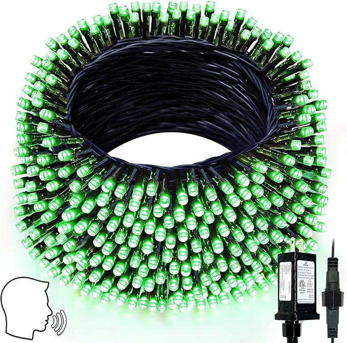 Voice Controlled Smart Christmas Lights Outdoor, 75.8ft 200 LED Extendable String Lights with 7 Voice Commands, 12 Modes & Timer, Waterproof Christmas Decorations for Party Tree Garden (Green)