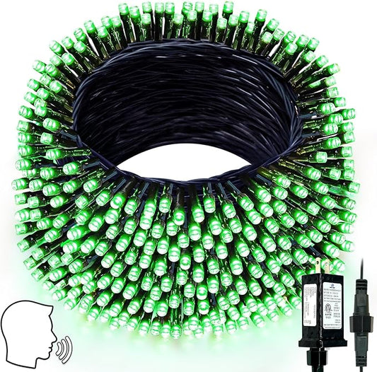 Voice Controlled Smart Christmas Lights Outdoor, 75.8ft 200 LED Extendable String Lights with 7 Voice Commands, 12 Modes & Timer, Waterproof Christmas Decorations for Party Tree Garden (Green)