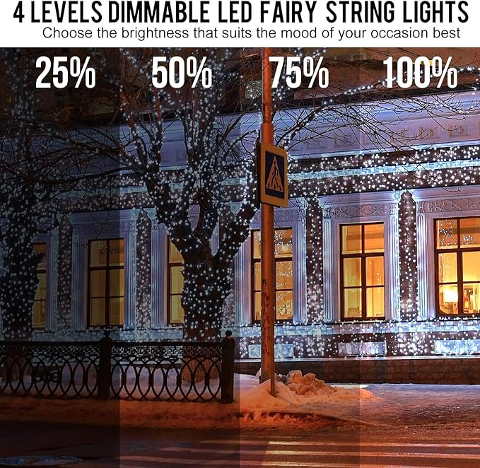 weillsnow 328 FT 1000 LED Christmas String Lights with Remote & Timer, 8 Lighting Modes Twinkle Lights, Waterproof Fairy Lights for Outdoor Bedroom Backyard Tree Wall Christmas Decoration (White)