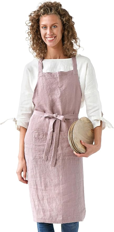 MagicLinen 100% Linen Apron - Cooking, Gardening, Grilling, Painting Apron with Pockets - Perfect for Women and Men
