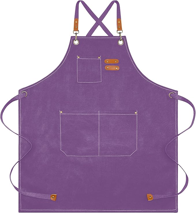 Apron for Men Women with Pockets Cotton Canvas Cross Back Heavy Duty Adjustable Work Apron