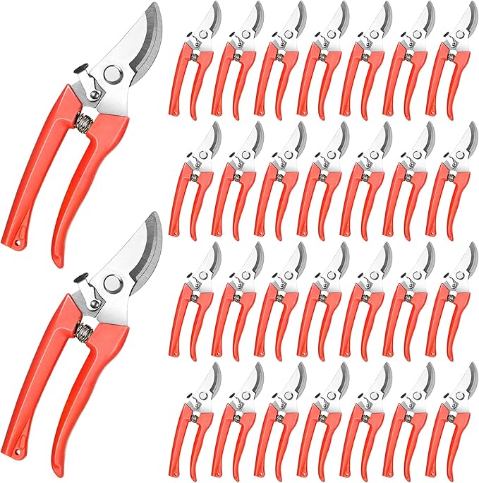 Chumia 30 Garden Flower Shears Pruning Scissors Heavy Duty Plant Scissors Trimming Garden Clippers Hand Tree Pruner for Yard Gardening Plants Hedge Flower Tree Cutting Secateurs (Orange)