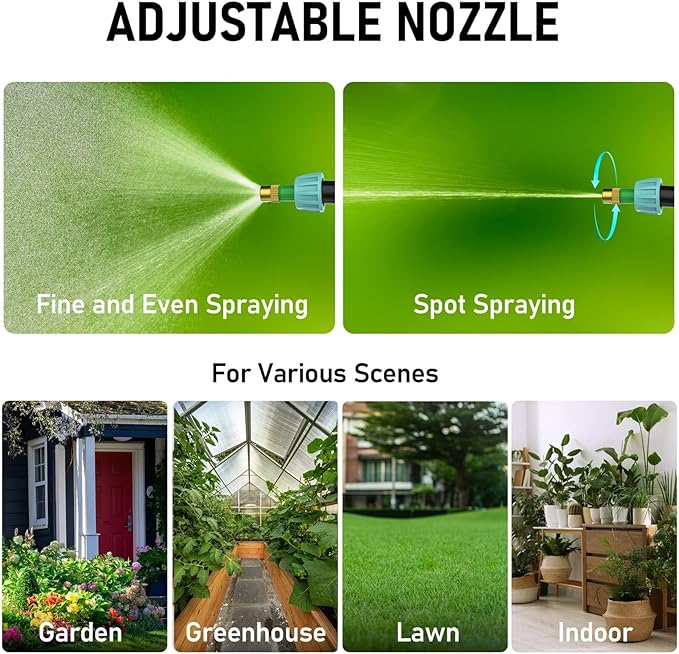 2 Gallon Battery Powered Garden Sprayer, Electric Backpack Sprayer, Garden Yard Lawn Sprayer with 5 Mist Nozzles & Retractable Wand & Adjustable Strap for Lawn, Weed, Yard