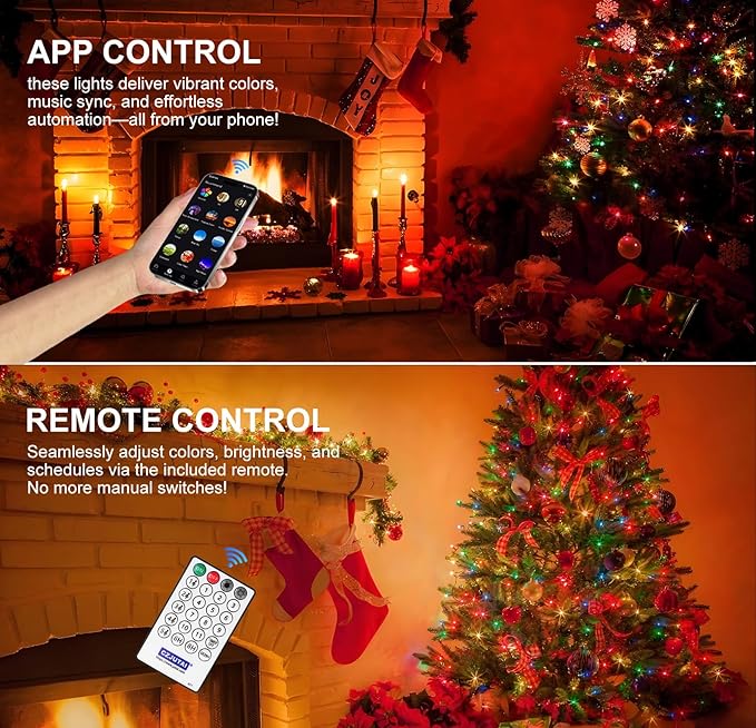 400 LEDs Christmas Tree Lights,LED Christmas Lights with 17 Light Modes ,Timer& Memory Function,Remote & APP Control,16 Strands 6.6FT String Light for Wedding,Home Party,Xmas Tree Decor,Multicolor