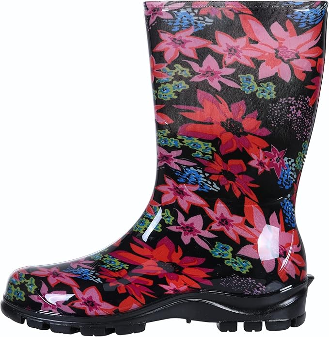 Asgard Women's Mid Calf Rain Boots Printed Waterproof Rubber Boots Short Garden Shose