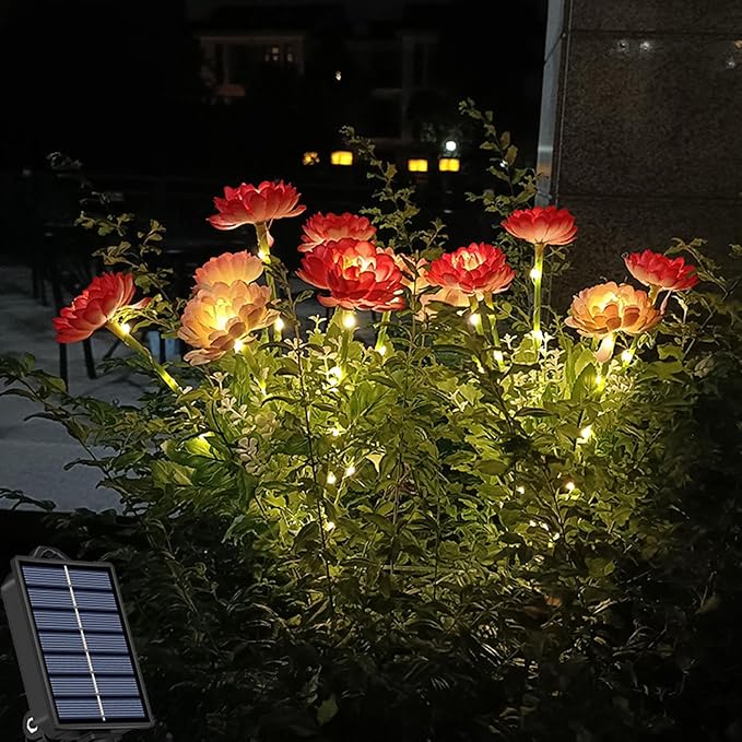 Garden Solar Lights Flowers, Automatic Lighting at Night, Waterproof Garden Decor for Yard Patio Pathway Lawn, Gardening Gifts for Women, Christmas Decoration, 7 Flowers (Snow Lotus - Purple, 1)