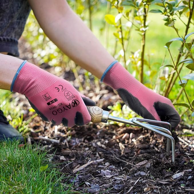 KAYGO Safety Work Gloves PU Coated-60 Pairs, KG11P Seamless Knit Glove with Polyurethane Coated Smooth Grip on Palm & Fingers, for Men and Women, Ideal for General Duty Work,Pink,Small