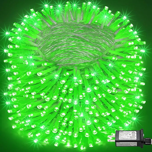 800 LED Christmas Lights Outdoor Indoor, String Lights for Outside with 8 Modes Waterproof, Plug in Twinkle Light Clear Wire for Xmas Tree, Patio, Garden, Party Decorations, Green