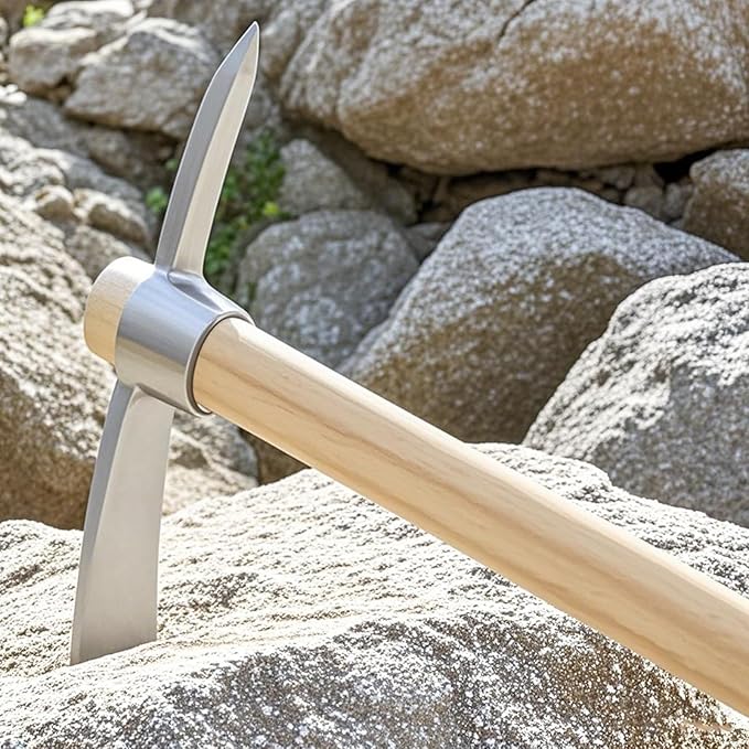 2 Pack 16 Inch Garden Pick Axe, Stainless Steel Hoe with Hardwood Handle, Pick Mattock Hoe, Mattock Cutter for Weeding, Digging, Landscaping, Loosening Soil