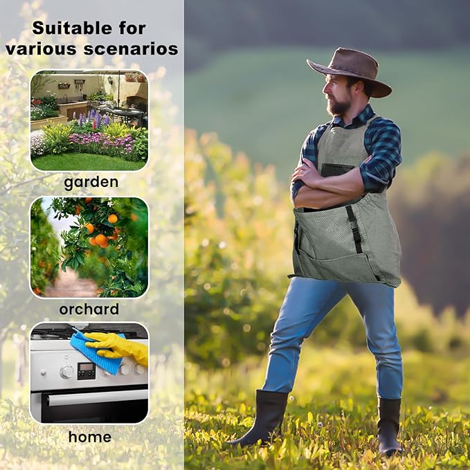 Gardening Apron, Garden Apron with Quick Release Pockets,Water Resistant Oxford with Adjustment Cross Strap,Farm Work