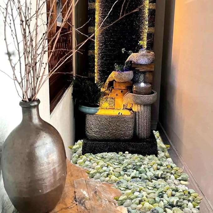 40 lbs Jade River Rocks for Landscaping, 2-3 Inch Large Polished Pebbles. Decorative Green Gravel Stones for Plants, Vases and Garden