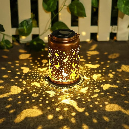Duck Solar Lanterns Outdoor Waterproof Hanging Solar Lights Duck Garden Decor Gifts for Women Men Metal Lantern Decoration Outside for Yard, Patio, Backyard, Porch, Pathway, Lawn