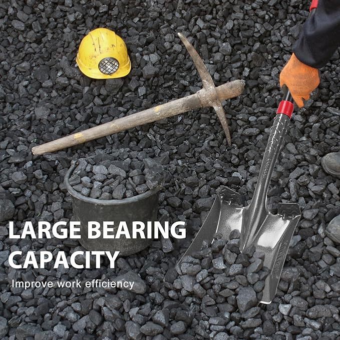 Heavy Duty Transfer Shovel Flat Square Shovel Garden Spade with Fiberglass Handle for Construction Landscaping Gardening, 43 inches