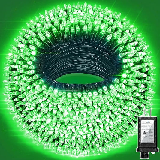 350LED 90FT Christmas Lights Indoor Outdoor, 12 Modes Green Outdoor String Lights with Timer & Dimmable, Waterproof Green Wire Christmas String Lights for Tree Xmas Patio Fence Balcony Garden Party