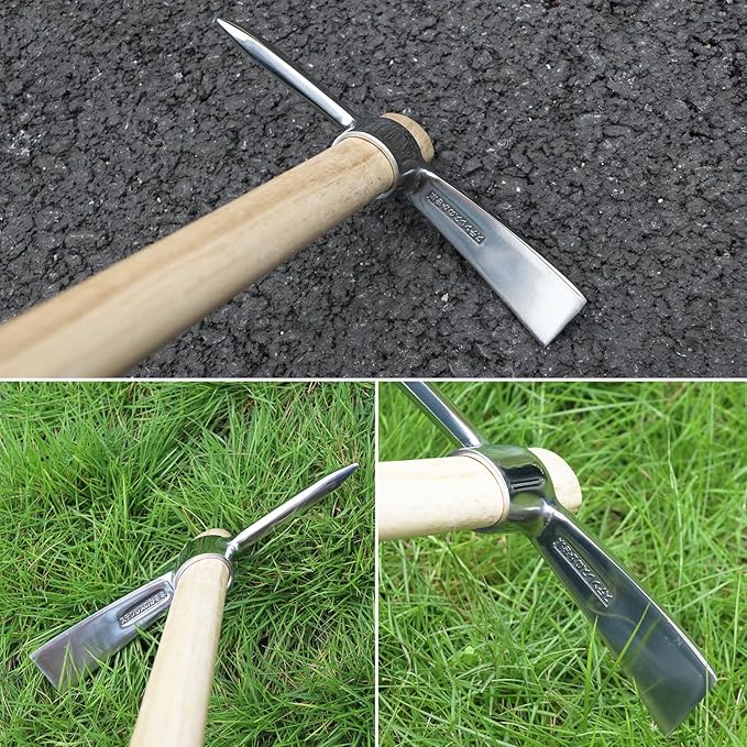 3 PCS 16 Inch Mattock Pick Axe, Stainless Steel Pick Mattock Hoe, Garden Pick, Pick Mattock for Weeding, Loosening Soil, Planting Vegetables, Digging Holes, Chopping Roots and Much More