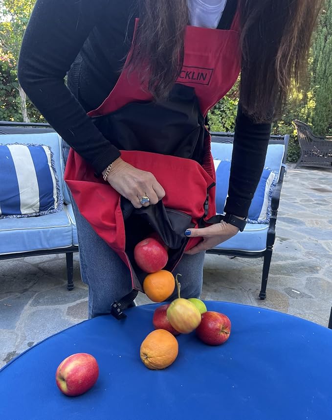 Rocklin Red Garden Apron – Heavy Duty Canvas Garden Apron For Women & Men | Waterproof Lining With Deep Harvest Pouch