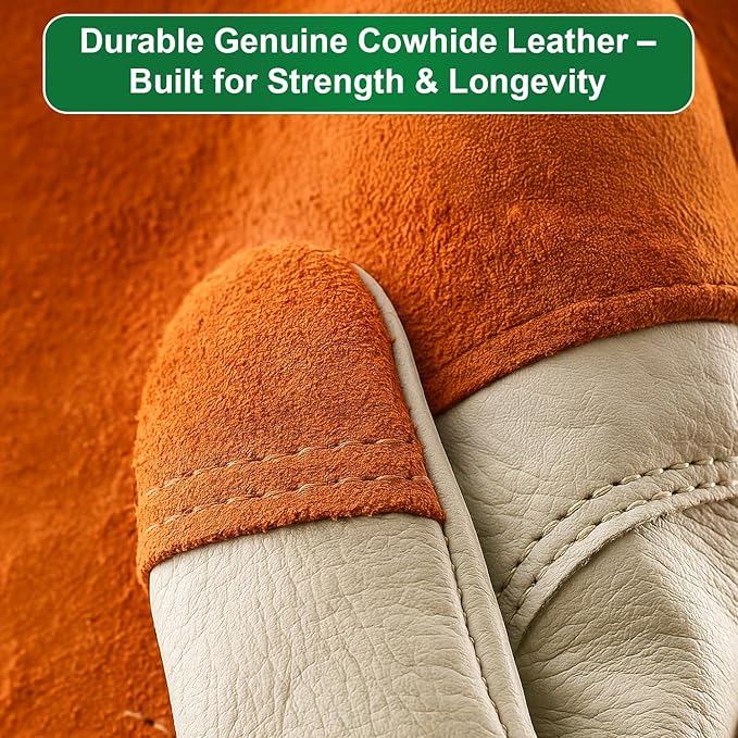 Leather Gardening Gloves for Women & Men – Thornproof & Puncture Resistant Cowhide Welding & Construction Work Gloves