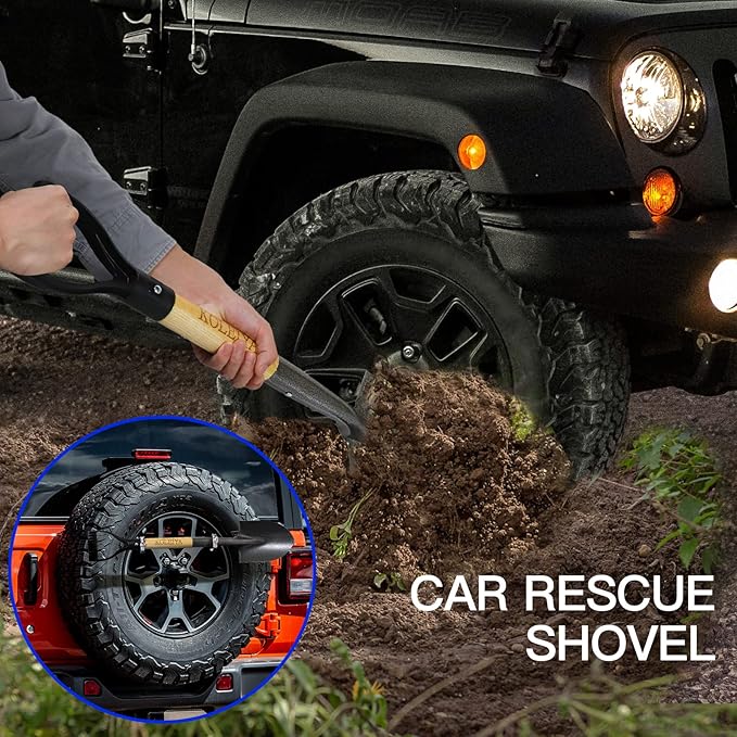 Small Short Handle Shovel - 28 Inches Overall Length - Kids Metal Sand Shovel for Digging and Gardening - Metal + Wooden