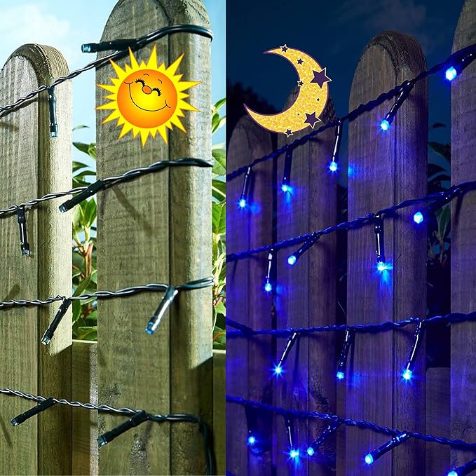 kemooie 300 LED Outdoor Christmas Lights, 99FT 8 Twinkle Modes Green Wire Fairy String Lights for Indoor Outdoor Christmas Tree Lights Wedding Party Decorations(Blue)