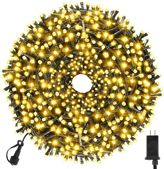 Chuya Christmas Tree Lights String Lights 500 LED 164FT Outdoor Indoor Decoration, Waterproof Warm White Fairy Light Christmas Lights End to End Connectable 8 Lighting Modes UL588