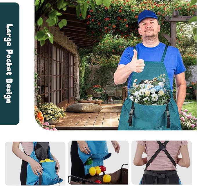 Harvest Apron,Garden Aprons,Garden Mandil for Women with Pockets,Harvesting Apron for Picking Fruits, Crops