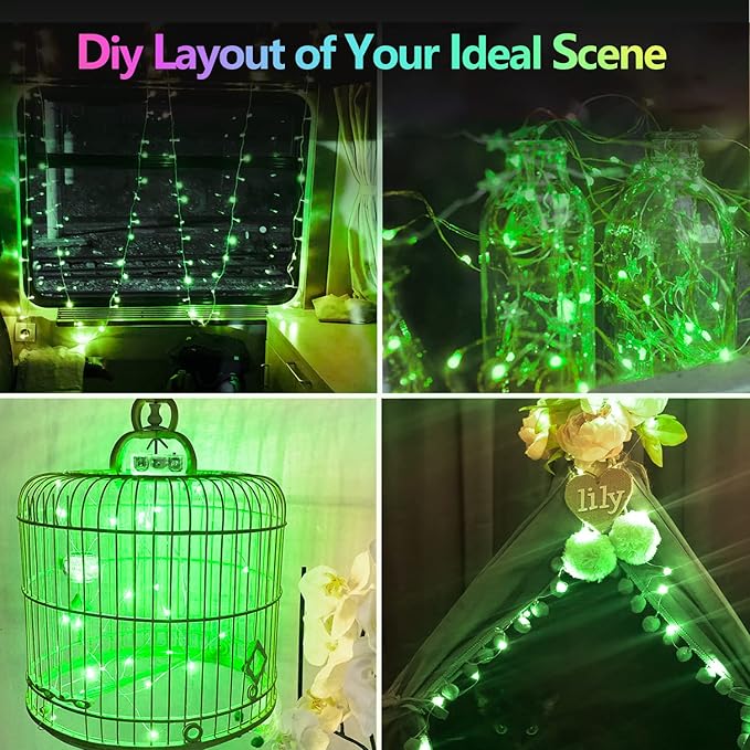 4 Pack 20FT 60LED Christmas Battery Operated Fairy Lights with Timer, Waterproof Battery String Lights Outdoor Indoor, Battery Twinkle Lights for Bedroom Wedding Birthday Party Christmas (Green)