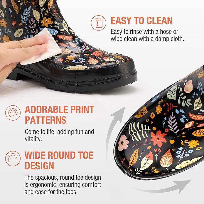 HISEA Rubber Rain Boots for Women Waterproof Garden Mud Boots