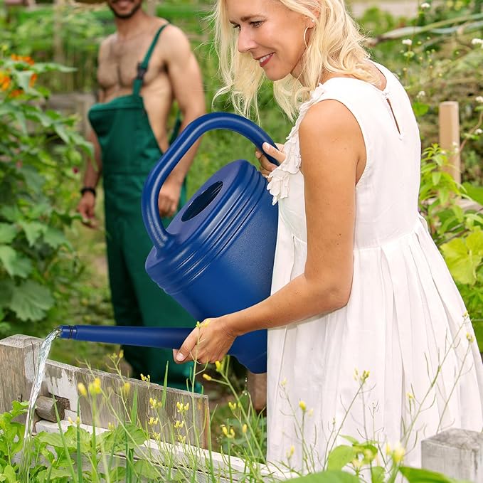 2 Gallon Watering Can for Indoor Plants, Garden Watering Cans for Outdoor Plant House Flower, Modern Plant Watering Can Large Long Spout with Sprinkler Head