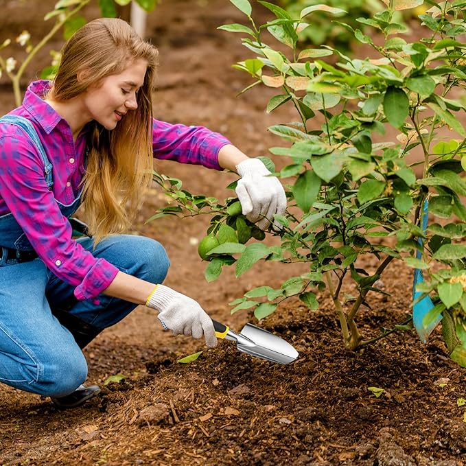 Garden Shovel Aluminum Alloy Heavy Duty Trowel Garden Tool Small Shovels for Digging Metal Hand Trowel Spade with Soft TPR Handle for Lawn Yard Farm Home Shop Planting(24 Pcs)