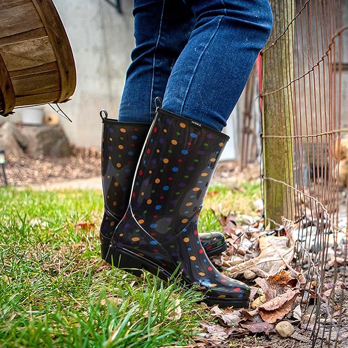 HISEA Women's Rain Boots Waterproof Mid Calf Garden Boots for Women