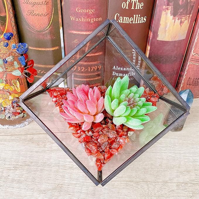 Red Carnelian Crystal Polished Rocks 0.3-0.4" Tumbled Reddish Brown Agate Stones Chips Quartz Stone Crushed Healing Crystals Natural Gem Home Decoration Aquarium Plants Vase Filler Ornament 0.6lbs