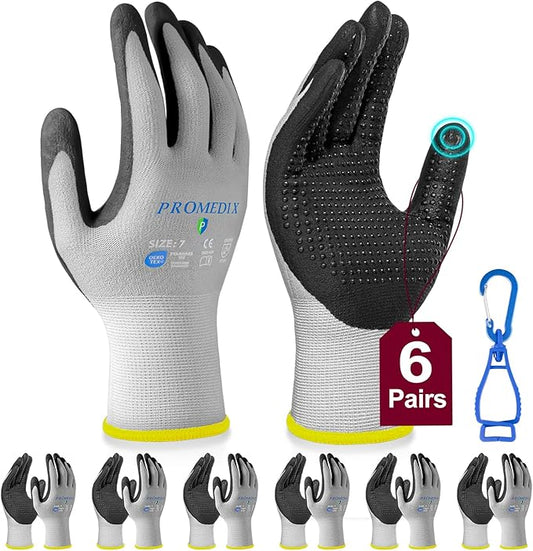 PROMEDIX P Nitrile Coated Work Gloves,MicroFoam Safety Work Gloves Men,Seamless Knit Nylon&spandex Gloves with Grip