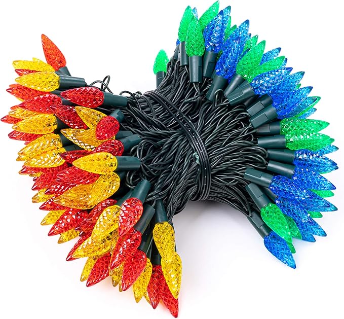 AWQ 200LED 66 FT C6 Christmas String Lights Plug in Fairy Twinkle String Lights 8 Modes Timer Function Waterproof Extendable for Indoor Outdoor Wedding Party Christmas Decoration (200, Multicolor)